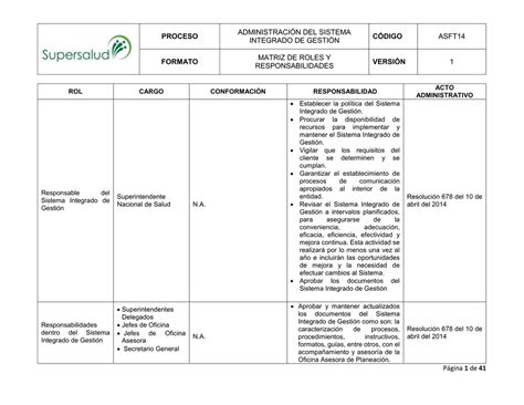 matriz de roles y funciones plantilla