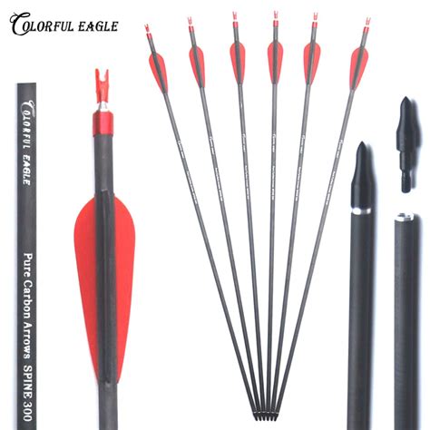 283031 Inch Shaft Spine 300 400 Pure Carbon Arrows Archery