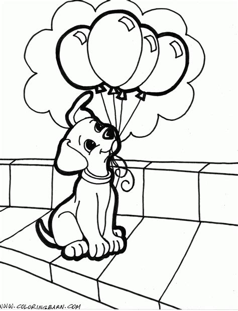 Animals Coloring Pages Cute Puppy Playing Kids