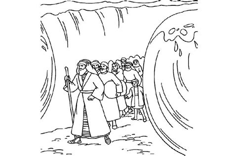 Moses Parting The Red Sea Coloring Page Scenery Mountains