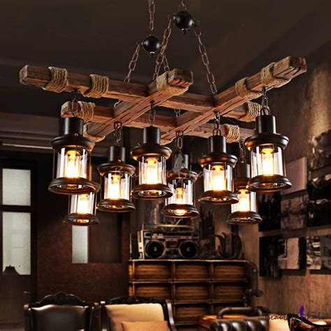 Only 2 available and it's in 1 person's cart. 8-Light Hanging Ceiling Lights Lodge Wood and Iron Rope Pendant Hanging Lights in Black for ...