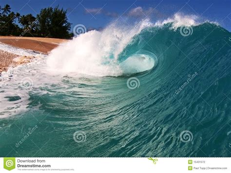 Ocean Beach Wave On The Shore In Hawaii Stock Photo
