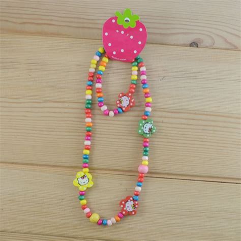 Wholesale Lots 5 Cute Children Kid Fun Wood Bead Necklace Bracelet
