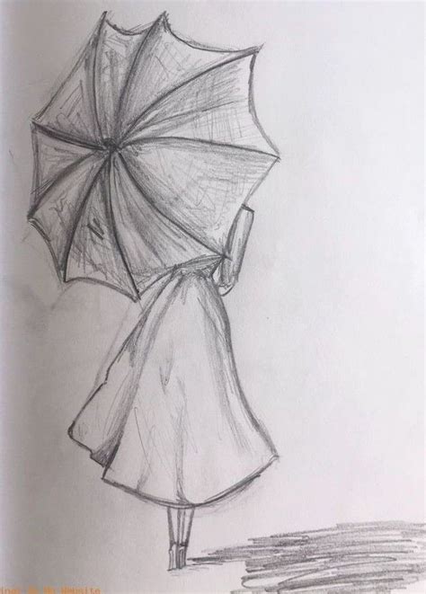 A Drawing Of A Person Holding An Umbrella