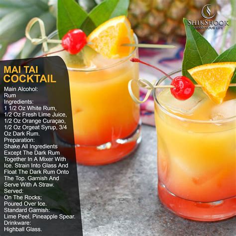 Shake until cold and strain into a chilled cocktail glass. - Mai Tai Cocktail - 🍸 🌟 Main alcohol: Rum 🌟 Ingredients: 1 1/2 oz White rum, 1/2 oz Fresh lime ...