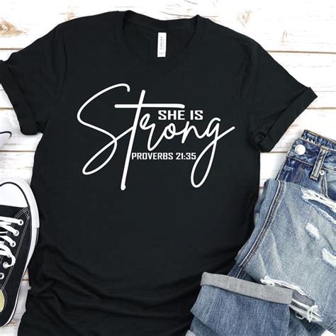 She Is Strong Proverbs 2135 Bible Verse T Shirt Religious Christian