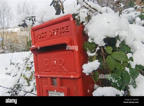Snow Covered Royal Mail Letter Box Stock Photo Alamy