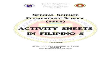 Activity Sheets In Filipino · Pdf File Gawain 3 Uri Ng Pangngalan