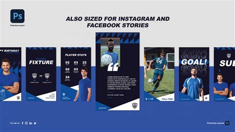 3 Football Social Media Templates Photoshop Tails Creative