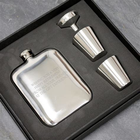 Engraved Stainless Steel Hip Flask T Set The T Experience