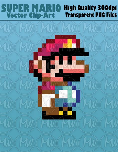 Super Mario World 1 Clipart Mario Pixels 8 Bit Vector Etsy Polska