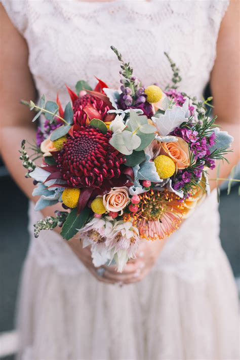 Colourful Waratah Wedding Bouquet With Australian Native Flowers Nouba Colourful Waratah