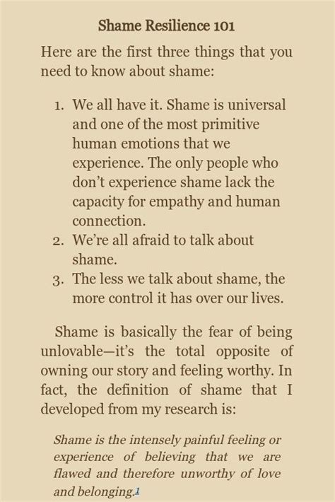 Researching Brene Brown Shame Resilience 101 By Brene Brown The Ts