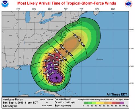 National Weather Service Releases Hurricane Dorian Projected Path Abc