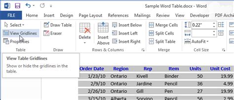 How To Show And Hide Cell Gridlines On All Tables In Word