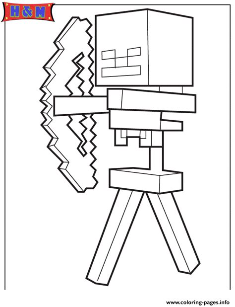 Skeleton And Arrow From Minecraft Game Coloring Pages Printable