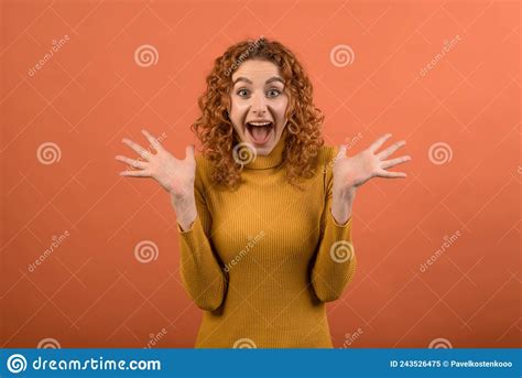 Portrait Of An Attractive Young Excited And Surprised Caucasian