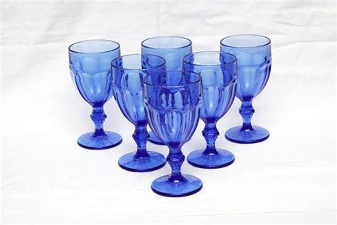 Libbey Duratuff Cobalt Blue Goblets Vintage Glass 1980 S Etsy Libbey Cobalt Blue Goblet
