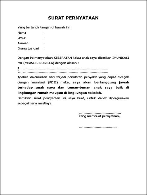 Contoh Bikin Surat Pernyataan