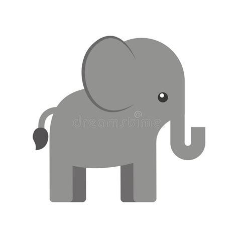 Cute Elephant Isolated Icon Stock Vector Illustration Of Wildlife