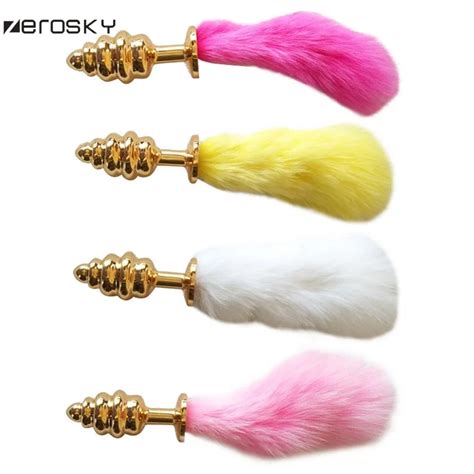 Zerosky 4 Colors Anal Plug Fox Tail Buttplug Sex Toys For Women Super