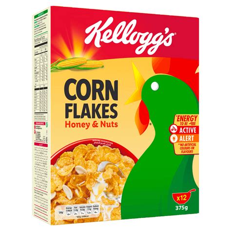 Nutrients Corn Flakes With Honey And Nuts Kelloggs Kw