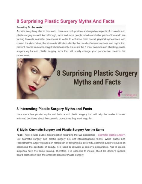 Top 8 Interesting Facts About Plastic Surgery Myths