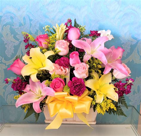 Learn about the sanger, ca housing market through trends and averages. Colorful Rose Basket in Downey, CA | Chita's Floral Designs