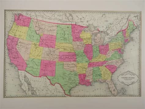 1880s Antique Map Of The United States From Tunisons Atlascoa