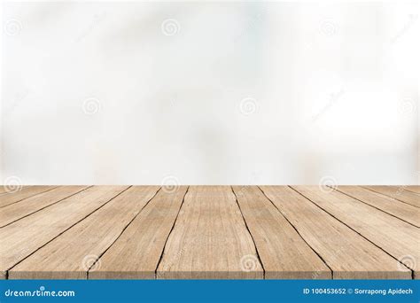 Empty Wood Table Top On White Blurred Background Stock Photo Image Of