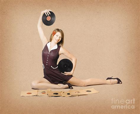 Glamorous Pinup Girl Holding Vinyl Lp Records Photograph By Jorgo Photography Fine Art America