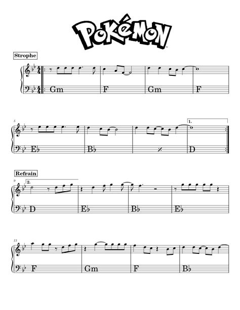 Pokemon Theme Song Piano Sheet Music Pokemon Theme Song Sheet Music For