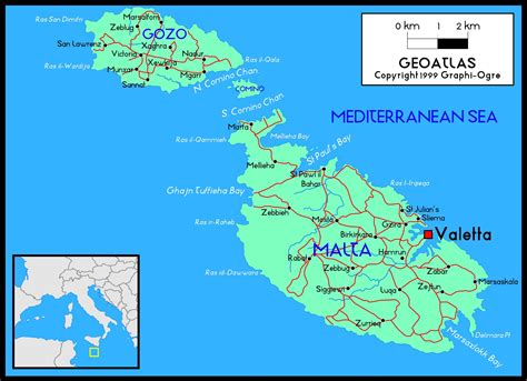 Malta Political Wall Map