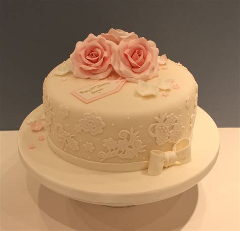 Tiers And Tiaras Elegant Lace And Roses Birthday Cake