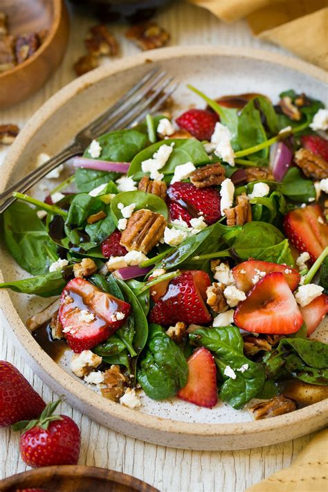 Strawberry Spinach Salad With Candied Pecans Feta And Balsamic