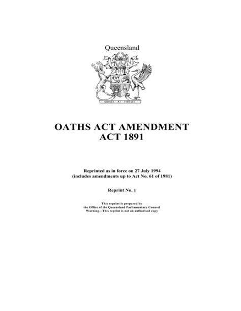 Oaths Act Amendment Act 1891