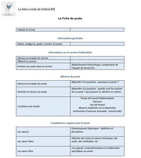 Exemple De Fiche De Poste Rh Doniemas Gambaran