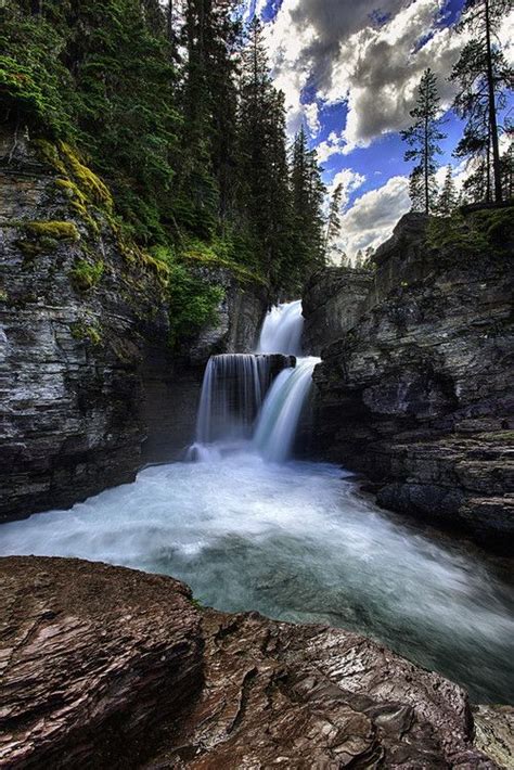 St Marys Falls Glacier National Park Montana Beautiful Waterfalls