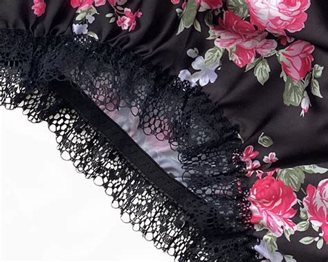 Black Pink Satin Floral Frilly Lace Sissy Bikini Knickers Panties Size