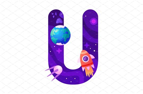 Space Letter U As Font And Alphabet Vector Graphics ~ Creative Market