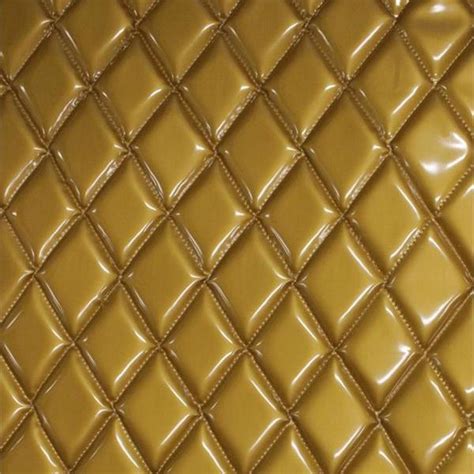 Gold Glossy Quilted Vinyl Fabrics Ifabric