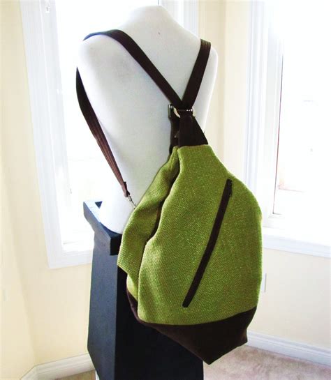 Xl Convertible Crossbody Messenger Backpack In Olive Green Canvas On Luulla