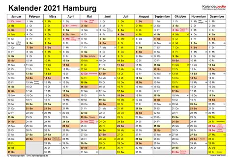 Kalender 2021 zum ausdrucken als pdf 16 vorlagen kostenlos google kalender feiertage importieren und anzeigen lassen netzwelt kalender 2021 ferien thüringen feiertage. Kalender 2021 Hamburg: Ferien, Feiertage, Excel-Vorlagen