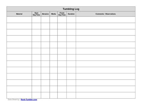 This printable business form template belongs to these categories: Printable Log Sheet | room surf.com
