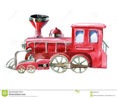 Watercolor Red Train Stock Illustration Illustration Of Watercolor