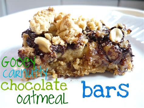 I swapped out the sugar here for pure maple syrup and have also cut way back on the sweetener in general, and i substituted peanut butter for the butter, for an added protein. My Kitchen, My Love: Gooey Carnutty, Chocolate Oatmeal Bars