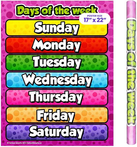 Buy Days Of The Week Chart For Classroom Wall Or Home 17 X 22