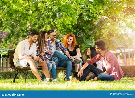 Group Of Young People Having Fun Outdoors Stock Photo Image Of Relax
