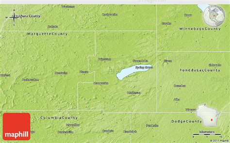 Physical 3d Map Of Green Lake County