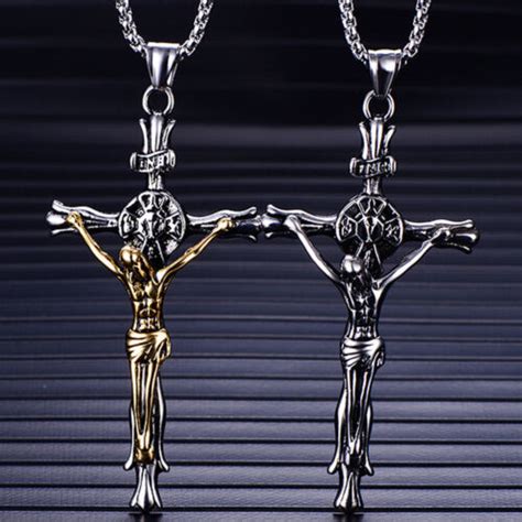Men S Stainless Steel Large Jesus Christ Crucifixion Cross Pendant
